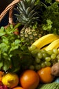 Wicker basket with fruit and vegetables Royalty Free Stock Photo