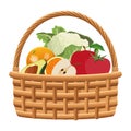 Wicker basket with fruit and vegetables Royalty Free Stock Photo