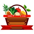 Wicker basket full of fresh fruits and vegetables. Vector illustration. AI Generated Royalty Free Stock Photo