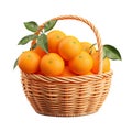 A wicker basket full of oranges Royalty Free Stock Photo