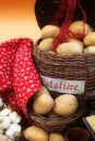 Wicker basket full of potatoes Royalty Free Stock Photo