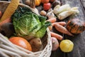 Wicker basket full of various vegetables Royalty Free Stock Photo