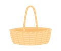 Wicker basket with handle. Braided basketry container picnic. Vector illustration