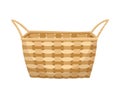 Wicker basket icon. Container hand woven. Decorative accessorie for storage or carrying. Straw handmade container. Empty Royalty Free Stock Photo