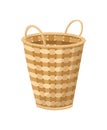 Wicker basket icon. Container hand woven. Decorative accessorie for storage or carrying. Straw handmade container. Empty Royalty Free Stock Photo