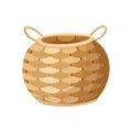 Wicker basket icon. Container hand woven. Decorative accessorie for storage or carrying. Straw handmade container. Empty Royalty Free Stock Photo