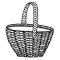 Wicker basket. Isolated vector illustration