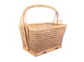 Wicker wood basket with handle isolated on white background. Empty wicker basket illustration. Royalty Free Stock Photo