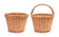 Wicker basket isolated on white background. Picnic container made from wood material Royalty Free Stock Photo