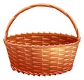 Wicker basket made of willow rods. Empty straw basket with handle