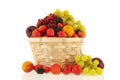 Wicker basket with mixed summer fruit Royalty Free Stock Photo