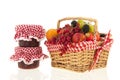 Wicker basket with mixed summer fruit Royalty Free Stock Photo