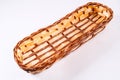 Wicker basket for products on white