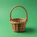 Wicker basket with a rounded handle crafted from light brown Royalty Free Stock Photo