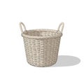 A wicker basket with two loop handles is depicted showcasing a traditiona Royalty Free Stock Photo