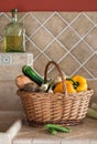 Wicker basket with vegetable Royalty Free Stock Photo