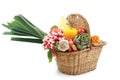 Wicker basket of vegetables