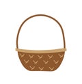 Wicker basket. Woven basket for picnic, easter, cake, luncheon. Pottle, pannier. Flat, cartoon, isolated