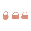 wicker baskets carry products goods set elements