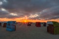 Wicker beach chairs on the North Sea at sunset, Neuharlingersiel, East Frisia, Lower Saxony, Germany