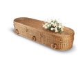 Wicker bio-degradable eco coffin isolated path Royalty Free Stock Photo