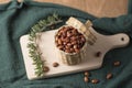 Wicker bowl full of black beans Royalty Free Stock Photo