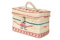 Wicker box with ornaments Royalty Free Stock Photo