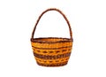 Wicker brown basket with handles isolated on a white background Royalty Free Stock Photo