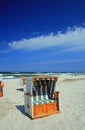 Wicker chairs on the beach Royalty Free Stock Photo