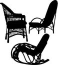 Wicker chairs, chairs silhouette vector isolated on white background Royalty Free Stock Photo