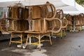 Wicker chairs in the street cafe Royalty Free Stock Photo