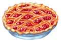 Wicker cherry pie, golden with a crispy crust, lots of juicy cherries