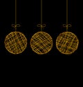 Wicker Christmas balls isolated on black Royalty Free Stock Photo