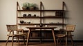 Classic Japanese Simplicity Wicker Chair And Shelves