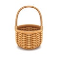 Wicker empty basket on white background