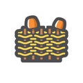 Wicker fence with jugs Vector icon Cartoon illustration.