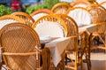 Wicker furniture in cafe Royalty Free Stock Photo