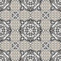 Wicker intricate black and white vector seamless pattern. Braided ornamental geometric background. Monochrome repeat