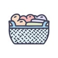 wicker laundry basket color vector doodle simple icon Royalty Free Stock Photo