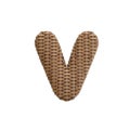 Wicker letter V - Small 3d rattan font - Suitable for Decoration, design or craftsmanship related subjects