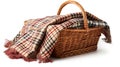 Wicker picnic basket with a classic checkered blanket, suggesting outdoor dining and leisure