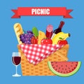 WIcker picnic basket Royalty Free Stock Photo