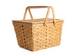 Wicker picnic basket on white Royalty Free Stock Photo