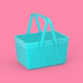 Wicker Picnic Blue Basket Isolated in Duotone Style. 3d Rendering Royalty Free Stock Photo