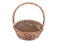 Wicker rattan basket isolated on white background. Old rattan basket Royalty Free Stock Photo