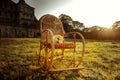 Wicker rocking-chair is waiting for the holiday-maker