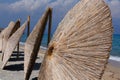 Wicker roof beach umbrella removed Royalty Free Stock Photo