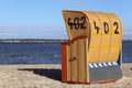 Wicker roofed beach chair Royalty Free Stock Photo