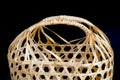 Wicker round bamboo basket on black Royalty Free Stock Photo