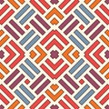 Wicker seamless pattern. Basket weave motif. Bright colors geometric abstract background with overlapping stripes. Royalty Free Stock Photo